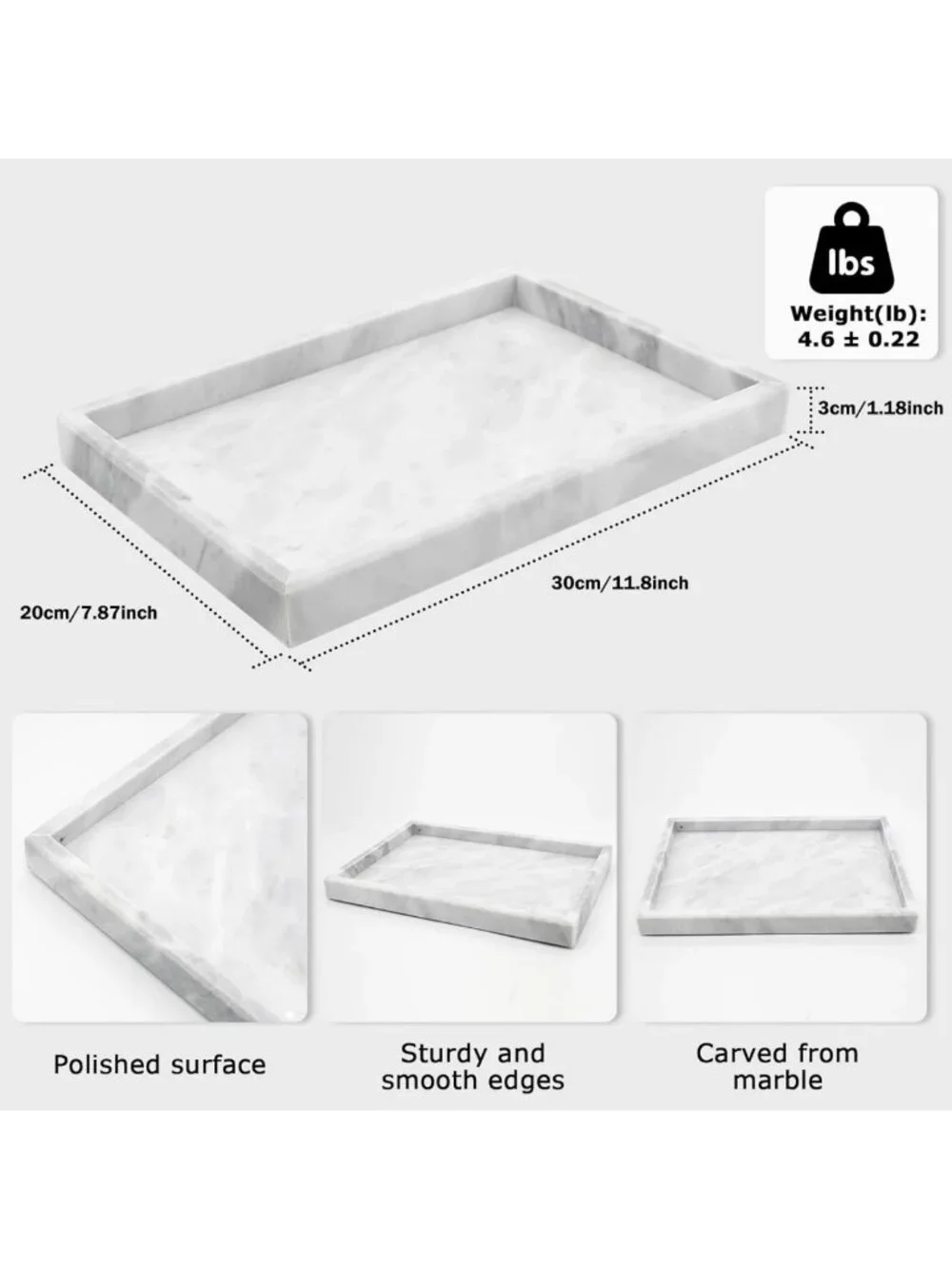 Natural Marble Bathroom Tray | Elegant Vanity Organizer | Stylish Home Decor